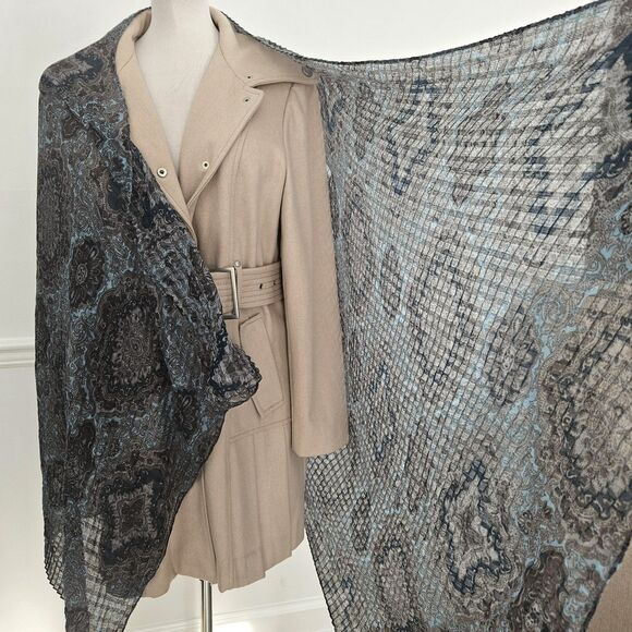 VAN HEUSEN Blue Gray Multicolored Classic Paisley Scarf Large 38" x 77" - Picture 6 of 11